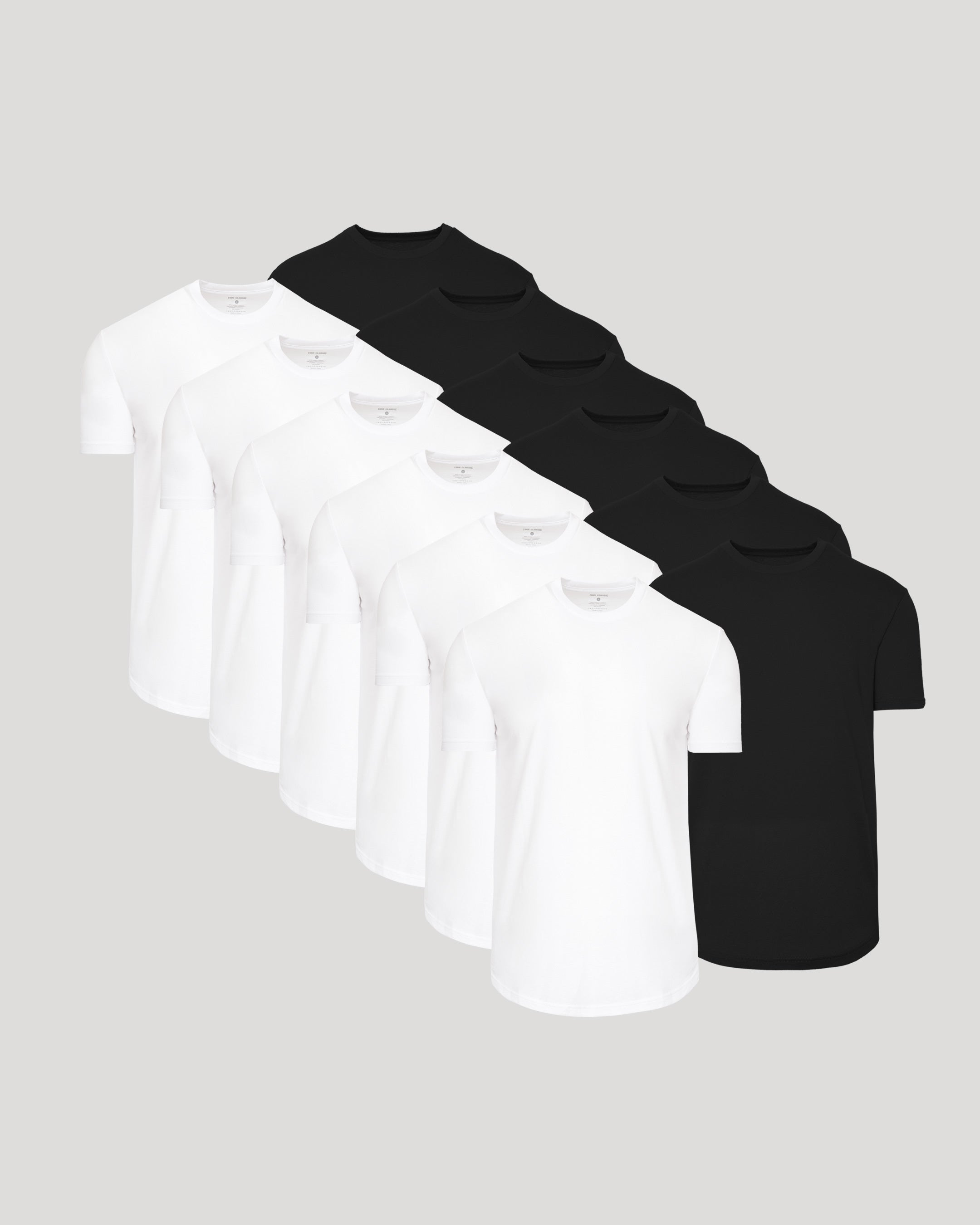 Black & White Short Sleeve Curved Hem Crew 12-Pack-VibeCloset
