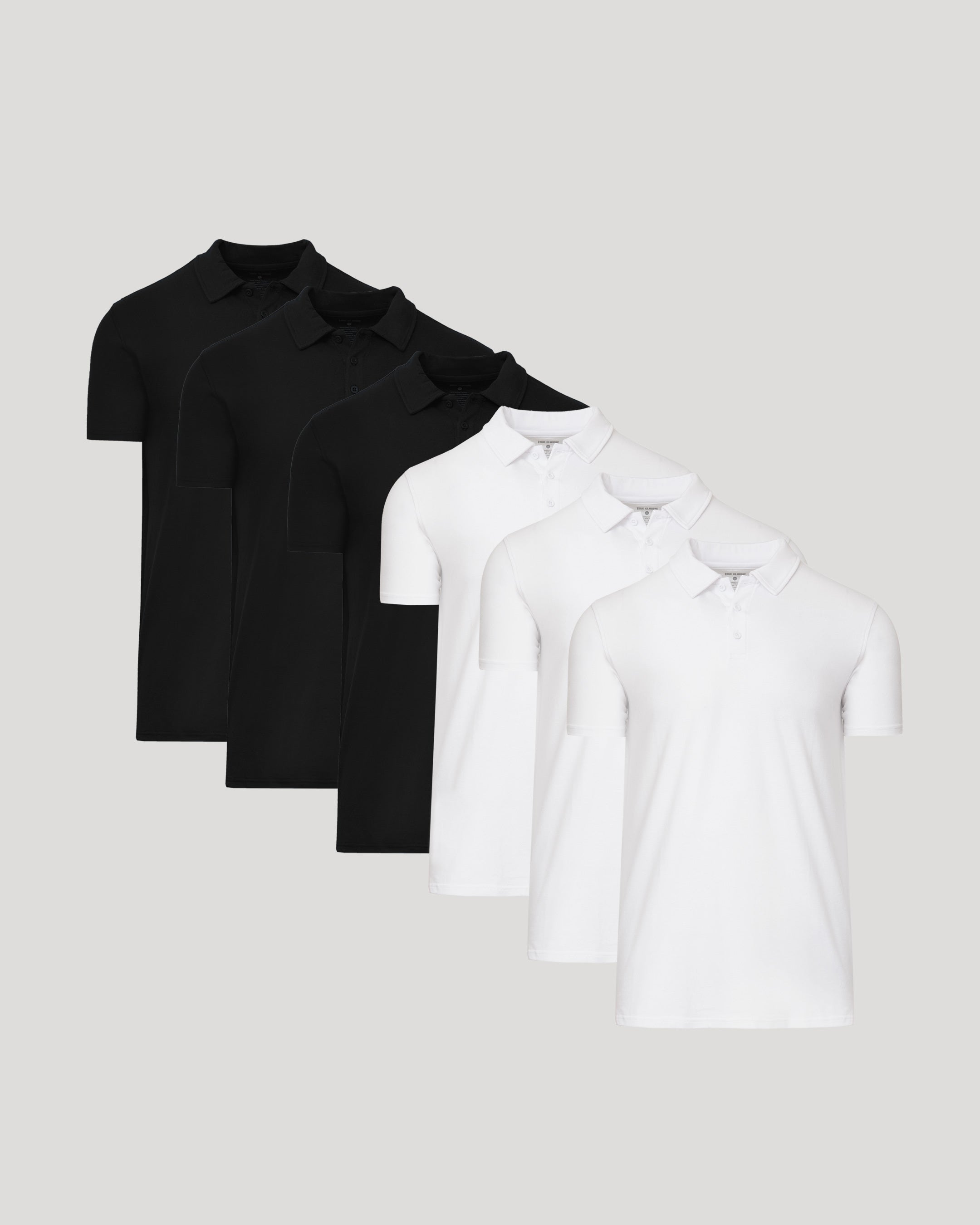 Black & White Tall Short Sleeve Polo 6-Pack-VibeCloset