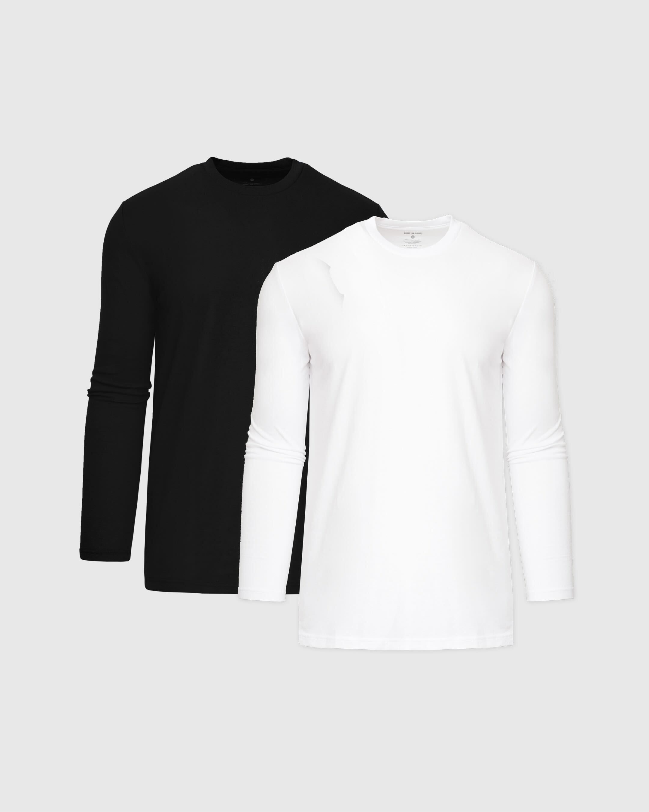 Black & White Tall Long Sleeve T-Shirt 2-Pack-VibeCloset