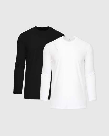 Black & White Tall Long Sleeve T-Shirt 2-Pack-VibeCloset