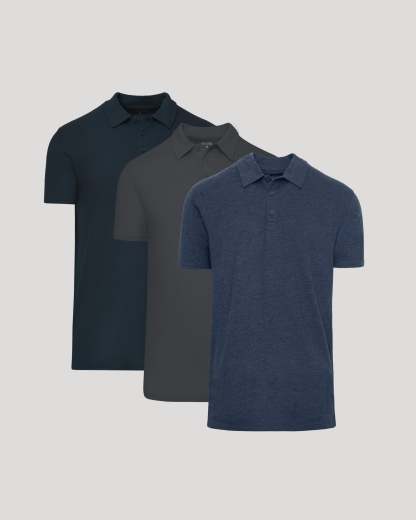 Carbon Navy Tall Short Sleeve Polo 3-Pack-VibeCloset