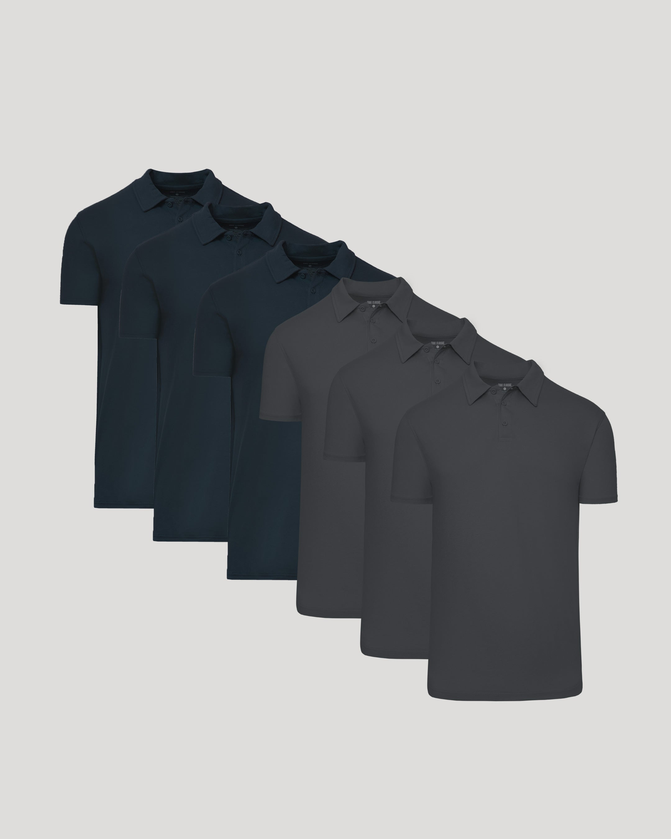 Carbon & Navy Tall Short Sleeve Polo 6-Pack-VibeCloset