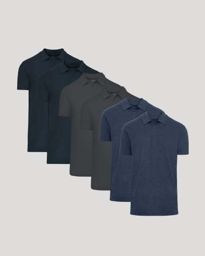 Carbon Navy Tall Short Sleeve Polo 6-Pack-VibeCloset