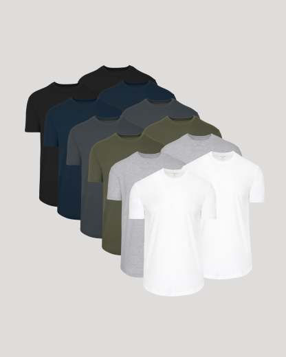 Classic Wardrobe Short Sleeve Curved Hem Crew 12-Pack-VibeCloset