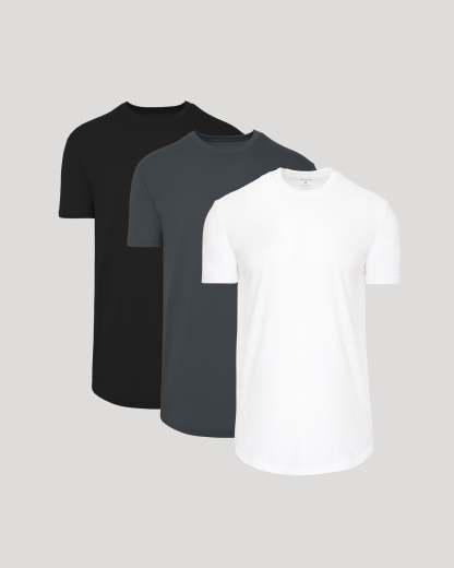 Classic Short Sleeve Tall Curved Hem Crew 3-Pack-VibeCloset