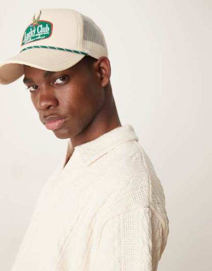 boxy relaxed polo in heavyweight cream cable texture