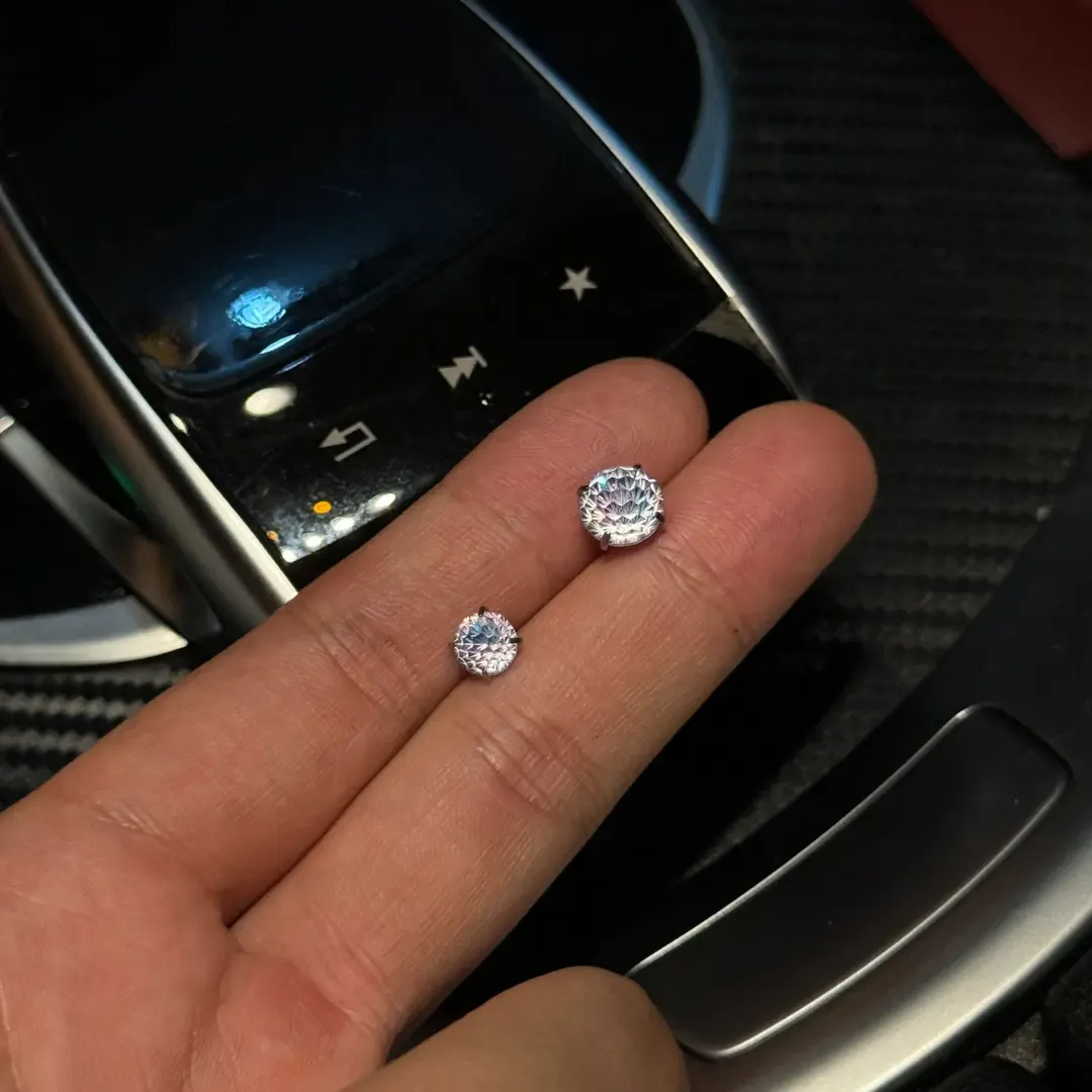 Titanium steel Zircon earrings Colorist Series 316L titanium steel ear studs are unisex