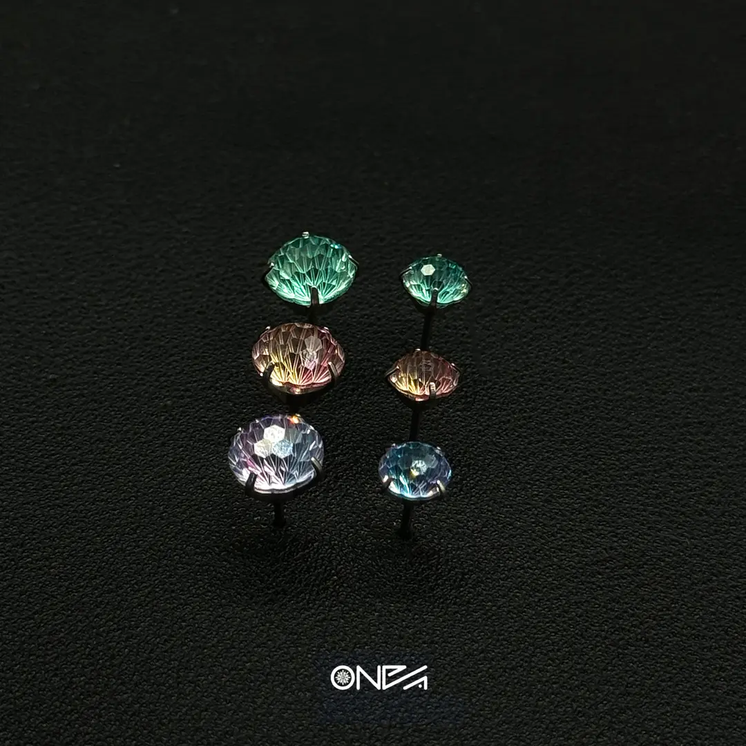 Titanium steel Zircon earrings Colorist Series 316L titanium steel ear studs are unisex