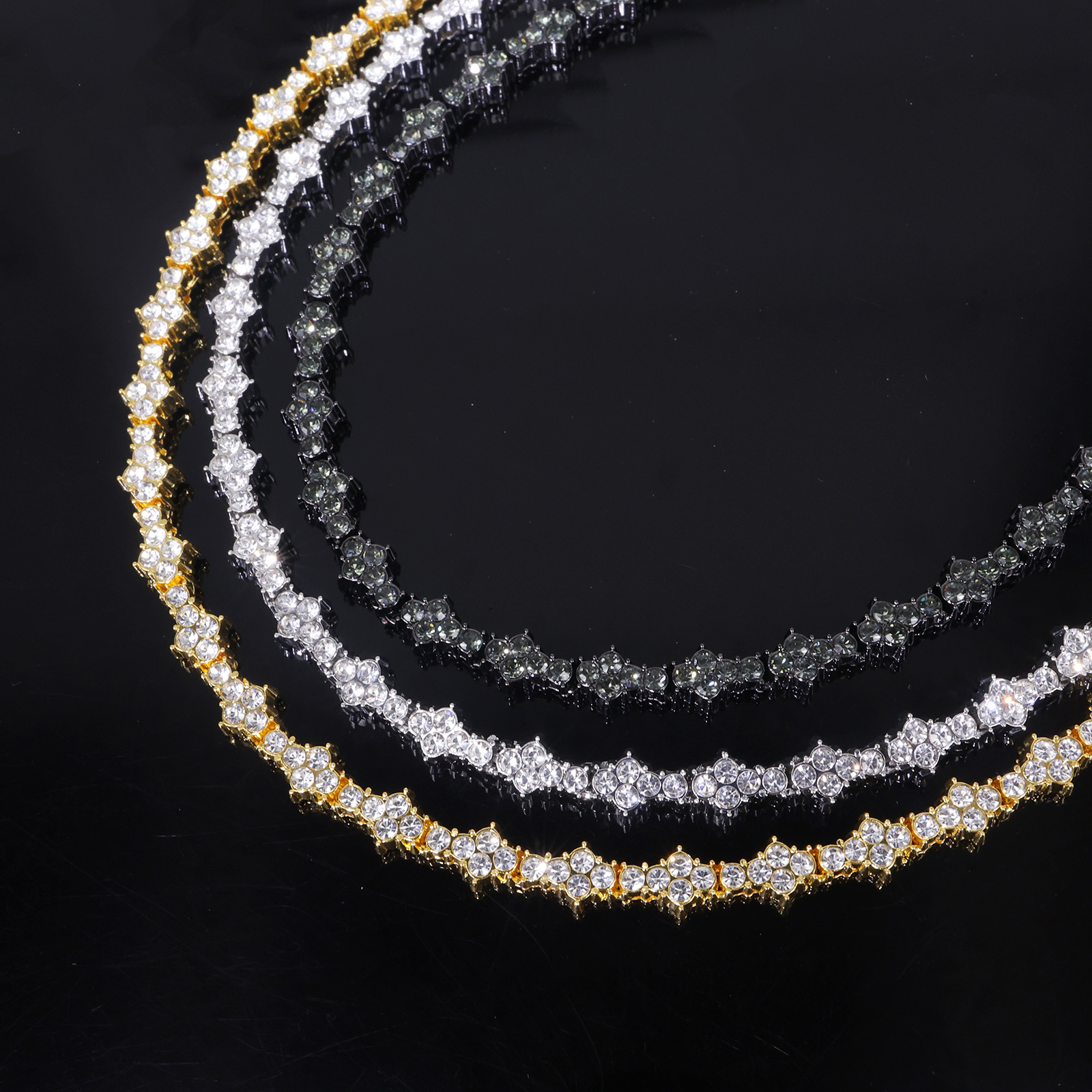 Alloy zircon necklace, thorny collarbone chain