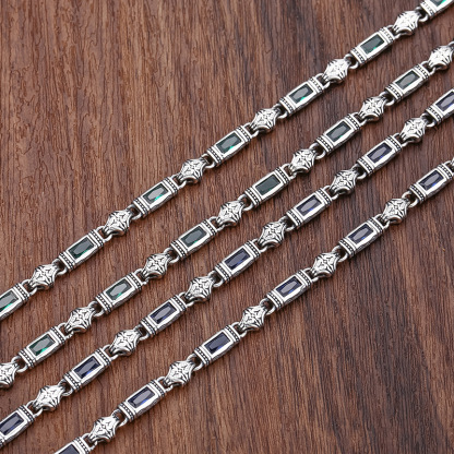 Mens silver bracelet; mens bracelet with stones; silver bracelet for men; bracelet with topazes; 925 sterling silver bracelet handmade