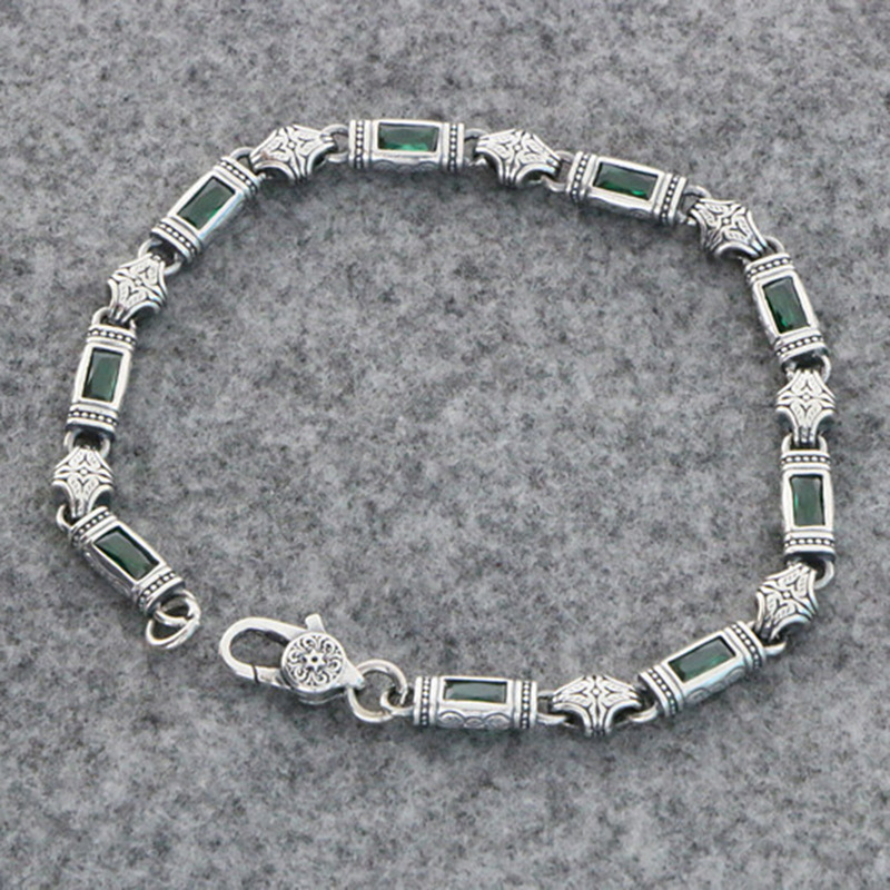 Mens silver bracelet; mens bracelet with stones; silver bracelet for men; bracelet with topazes; 925 sterling silver bracelet handmade