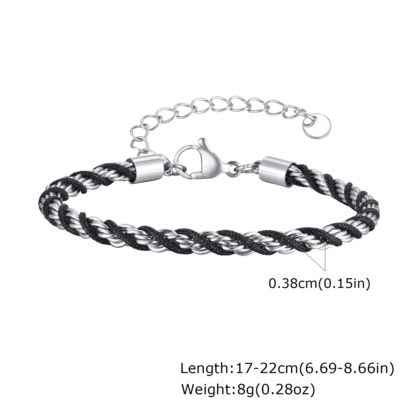 Vacuum electroplated titanium steel braided chain bracelet with twisted design