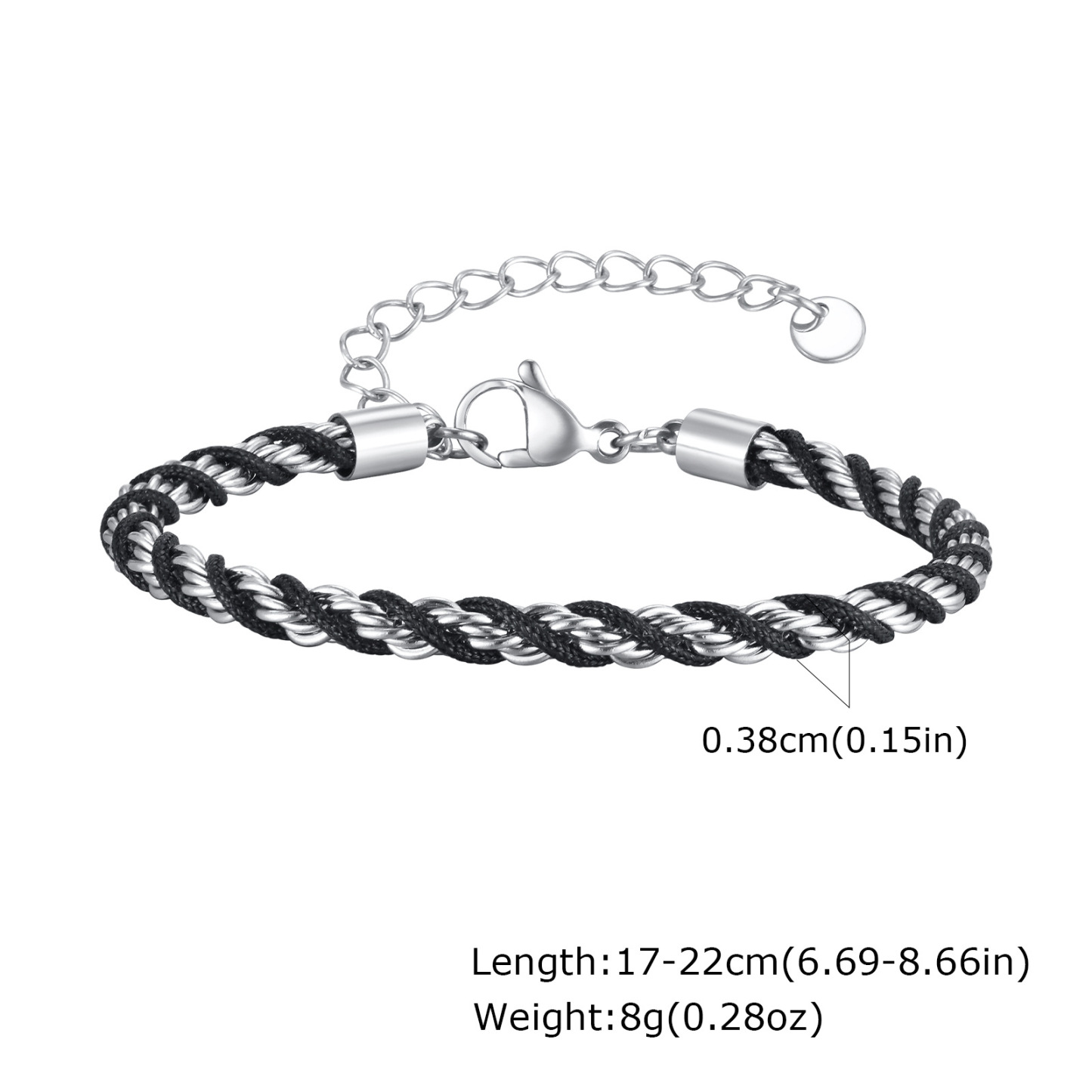 Vacuum electroplated titanium steel braided chain bracelet with twisted design