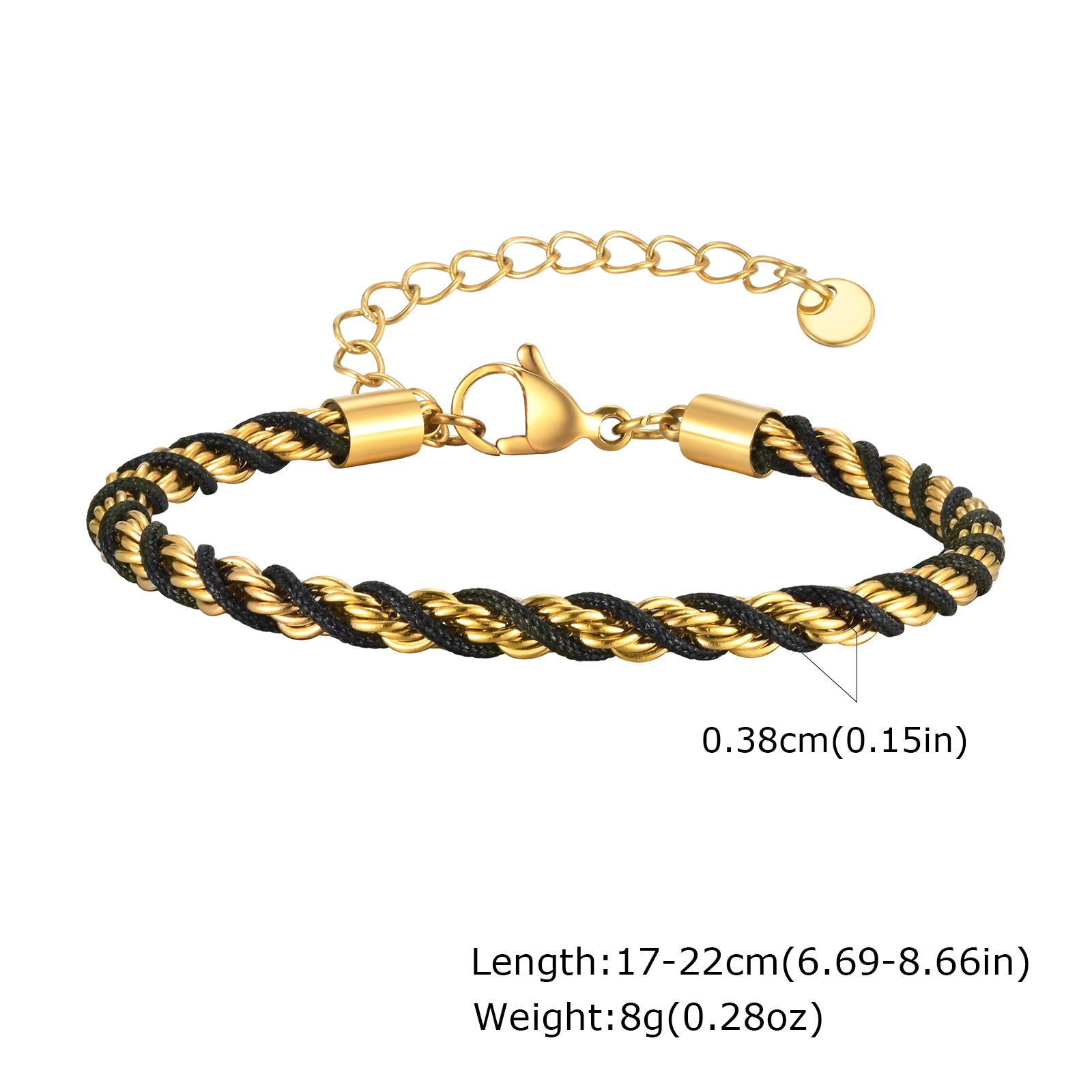 Vacuum electroplated titanium steel braided chain bracelet with twisted design