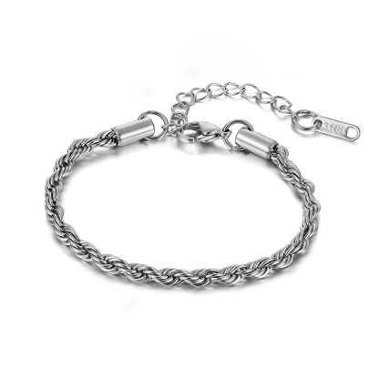 Vacuum electroplated titanium steel braided chain bracelet with twisted design