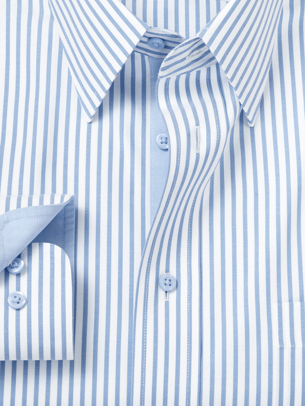 Comfort Stretch Non-Iron Stripe Dress Shirt With Contrast Trim - White/blue-unboundedy
