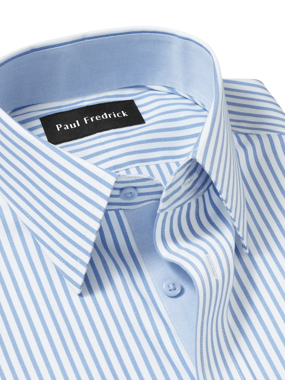 Comfort Stretch Non-Iron Stripe Dress Shirt With Contrast Trim - White/blue-unboundedy