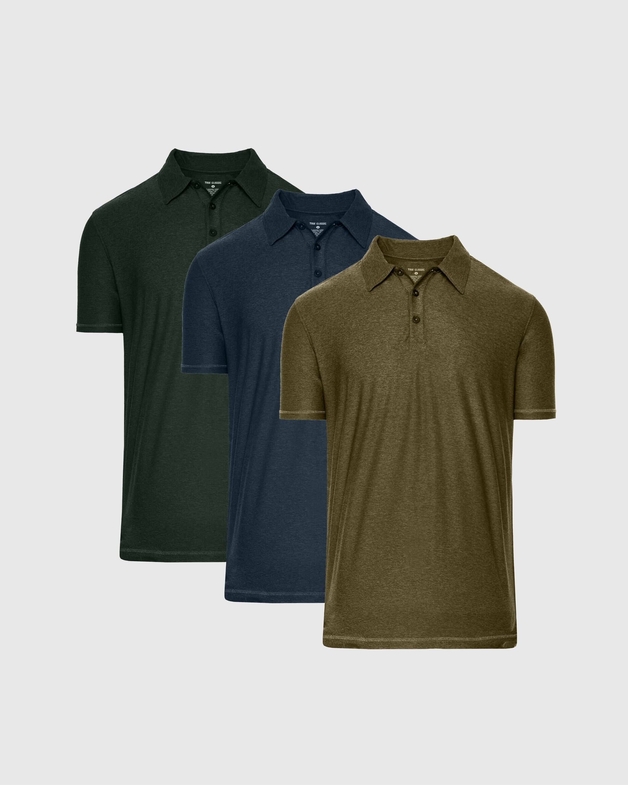 Dark Heather Active Polo 3-Pack-VibeCloset