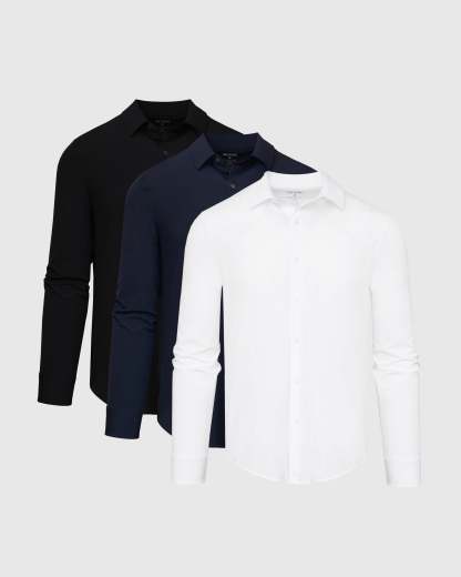 Essential Performance Lightweight Dress Shirt 3-Pack-VibeCloset