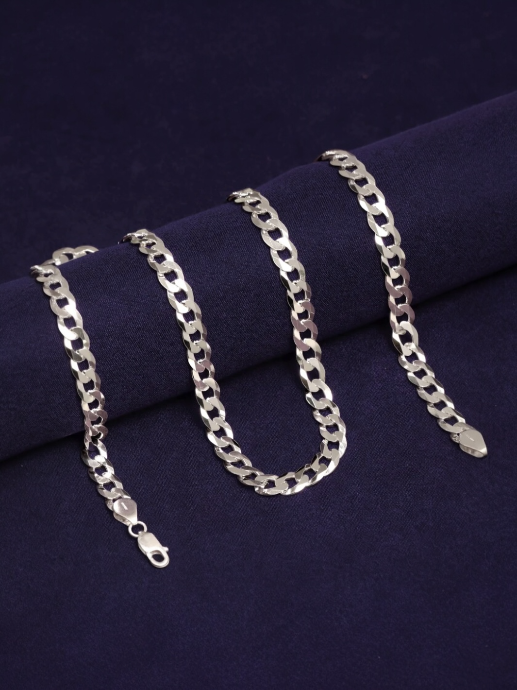 Pure Silver Diamond-Cut Cuban Link Curb Chain