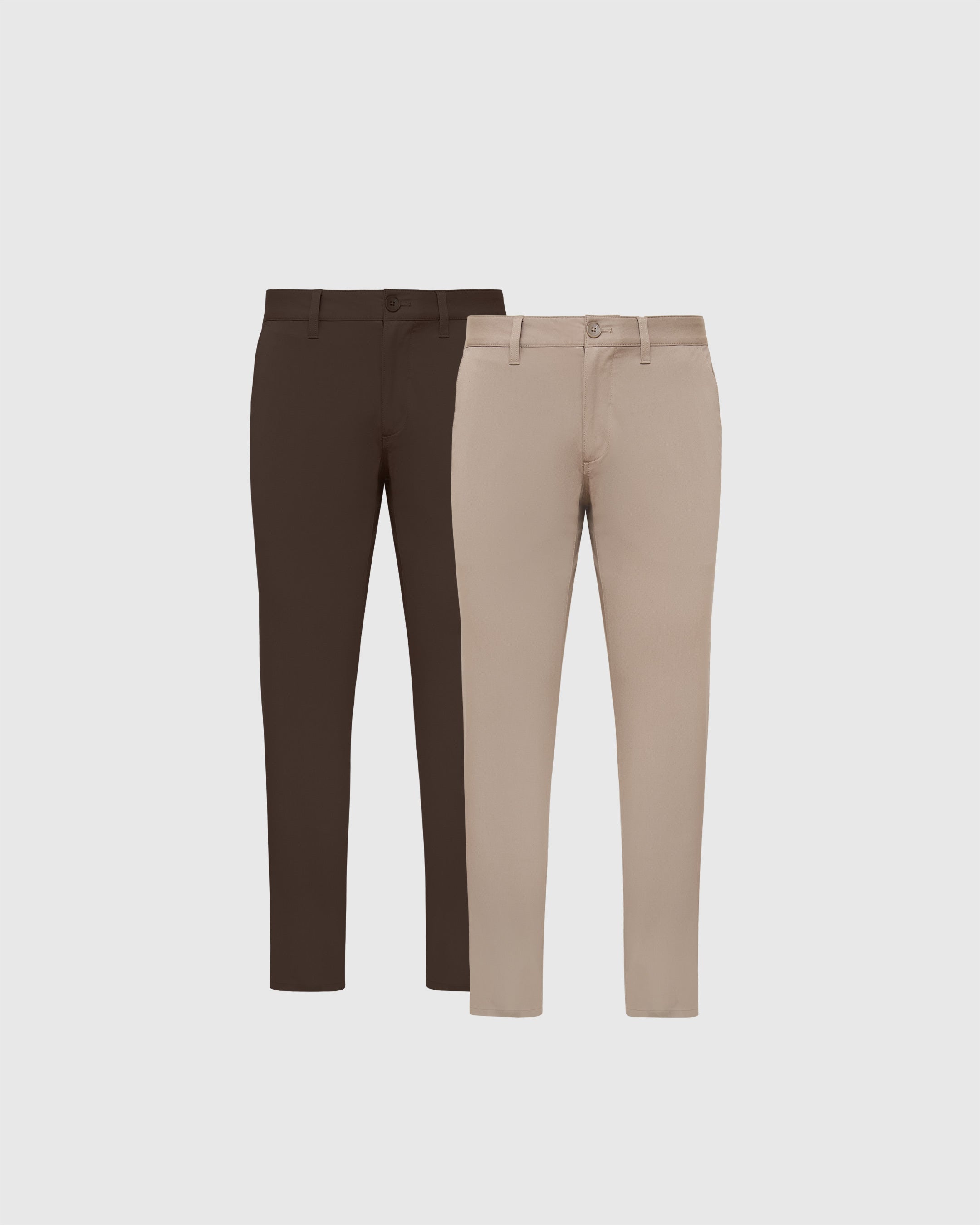 Khaki & Dark Oak Slim Twill Chino Pant 2-Pack-VibeCloset