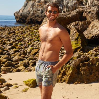 4.5 Inch Inseam Vintage Camo Swim Trunks-VibeCloset