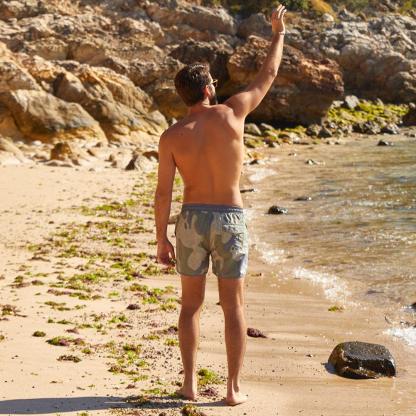 4.5 Inch Inseam Vintage Camo Swim Trunks-VibeCloset