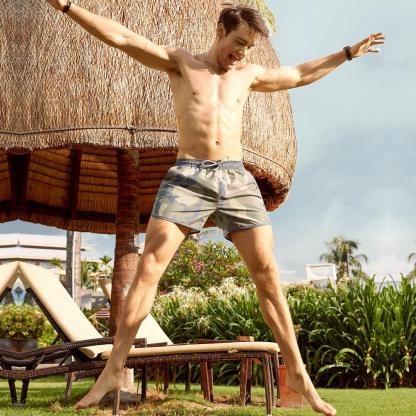 4.5 Inch Inseam Vintage Camo Swim Trunks-VibeCloset