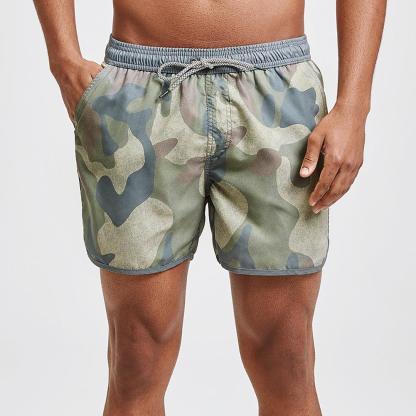 4.5 Inch Inseam Vintage Camo Swim Trunks-VibeCloset