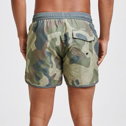 4.5 Inch Inseam Vintage Camo Swim Trunks-VibeCloset