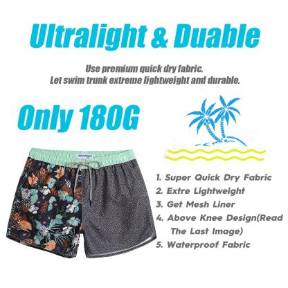 4.5 Inch Inseam Vintage Asymmetric Black Floral Swim Trunks-VibeCloset