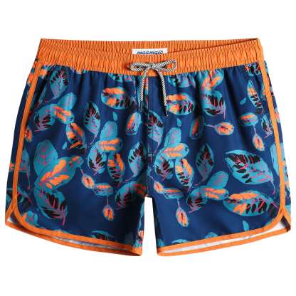 4.5 Inch Inseam Vintage Fallen Leaves Swim Trunks-VibeCloset