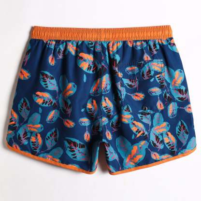 4.5 Inch Inseam Vintage Fallen Leaves Swim Trunks-VibeCloset