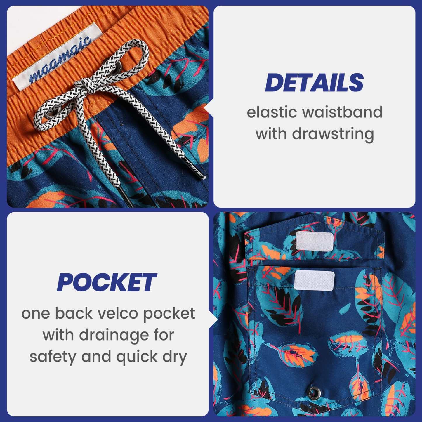 4.5 Inch Inseam Vintage Fallen Leaves Swim Trunks-VibeCloset