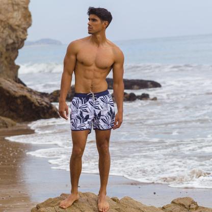 4.5 Inch Inseam Vintage Ink Painting Swim Trunks-VibeCloset