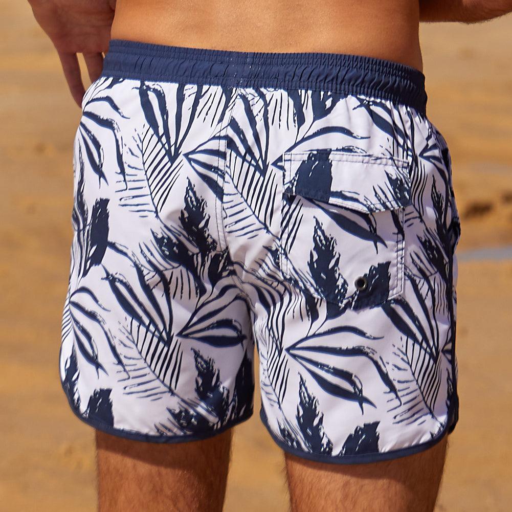 4.5 Inch Inseam Vintage Ink Painting Swim Trunks-VibeCloset