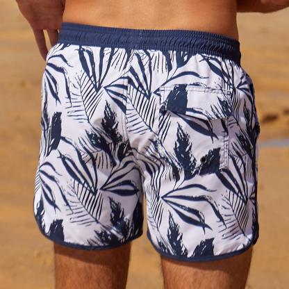 4.5 Inch Inseam Vintage Ink Painting Swim Trunks-VibeCloset