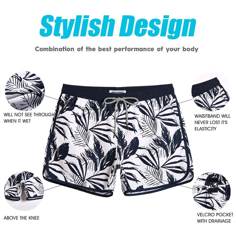 4.5 Inch Inseam Vintage Ink Painting Swim Trunks-VibeCloset