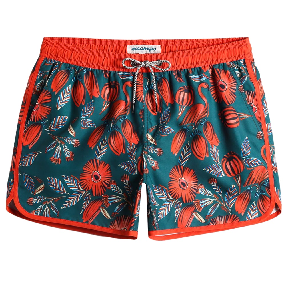 4.5 Inch Inseam Vintage Lantern Flower Swim Trunks-unboundedy
