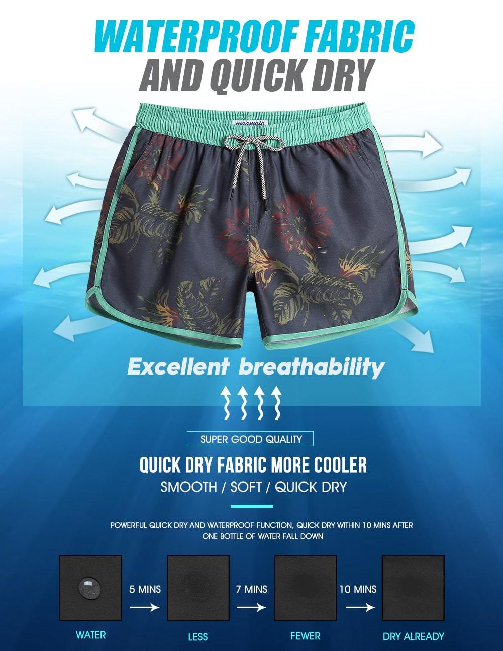4.5 Inch Inseam Vintage Leaf Swim Trunks-VibeCloset