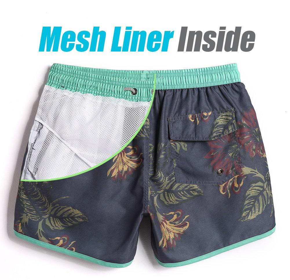 4.5 Inch Inseam Vintage Leaf Swim Trunks-VibeCloset