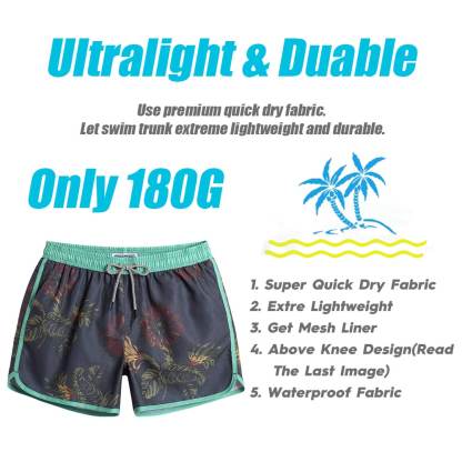 4.5 Inch Inseam Vintage Leaf Swim Trunks-VibeCloset