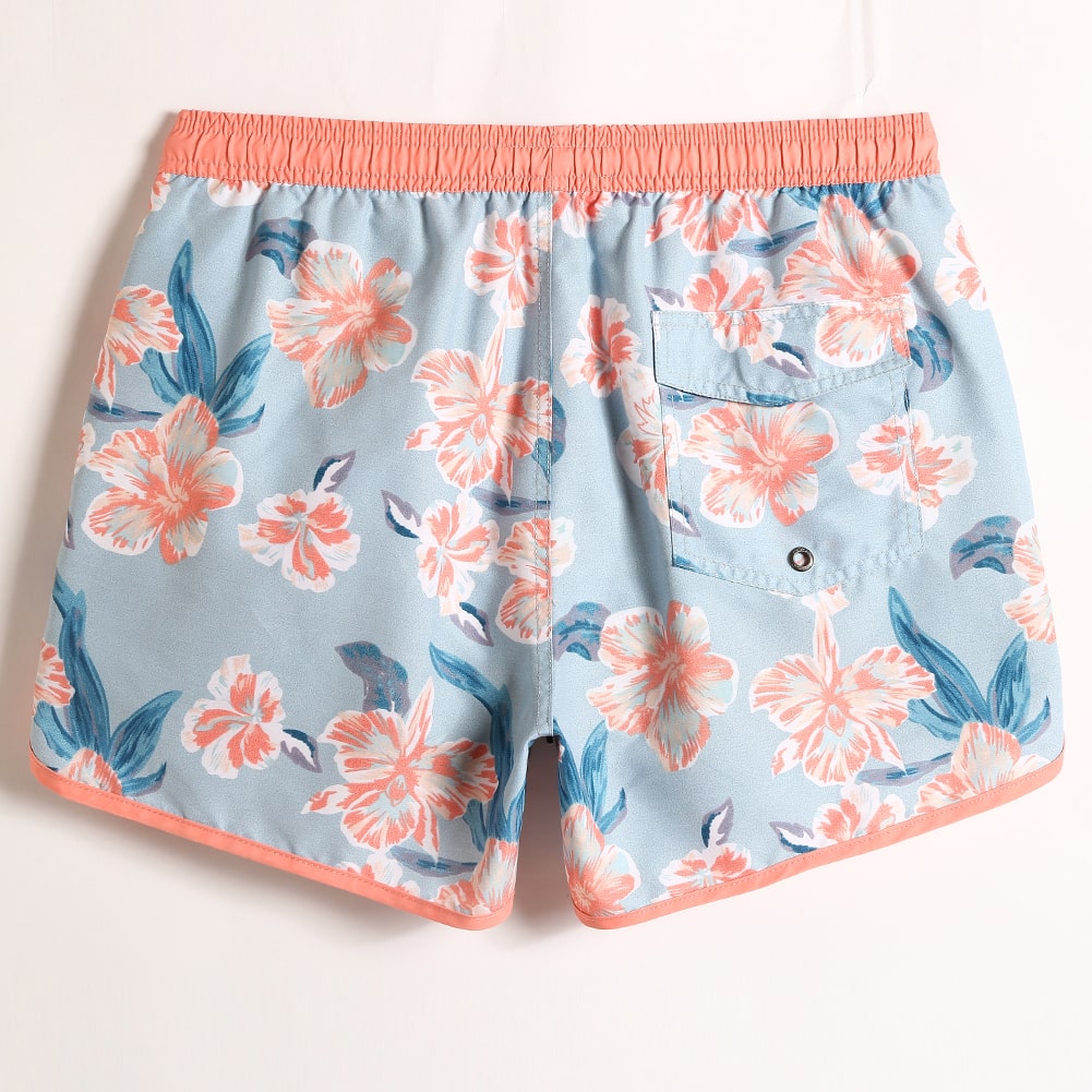 4.5 Inch Inseam Vintage Mist Flowers Swim Trunks-VibeCloset