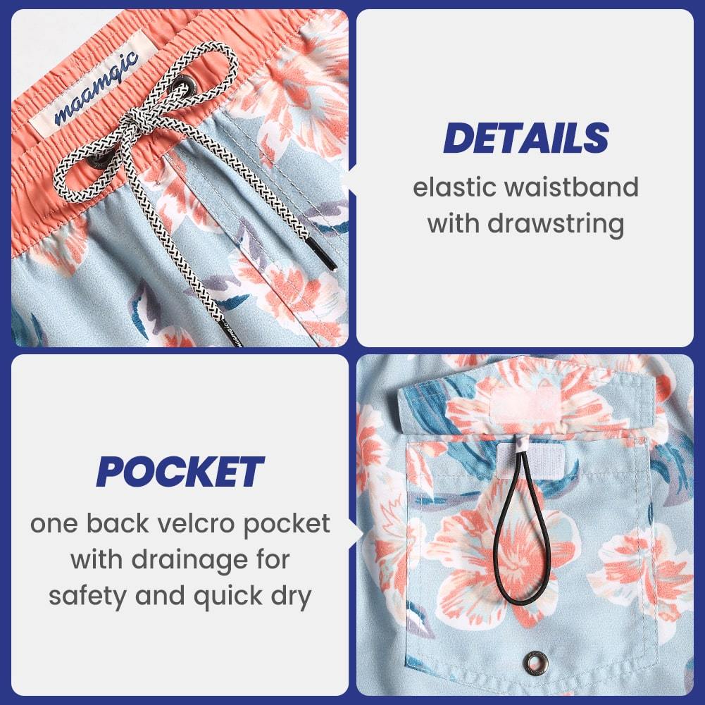 4.5 Inch Inseam Vintage Mist Flowers Swim Trunks-VibeCloset