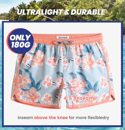 4.5 Inch Inseam Vintage Mist Flowers Swim Trunks-VibeCloset