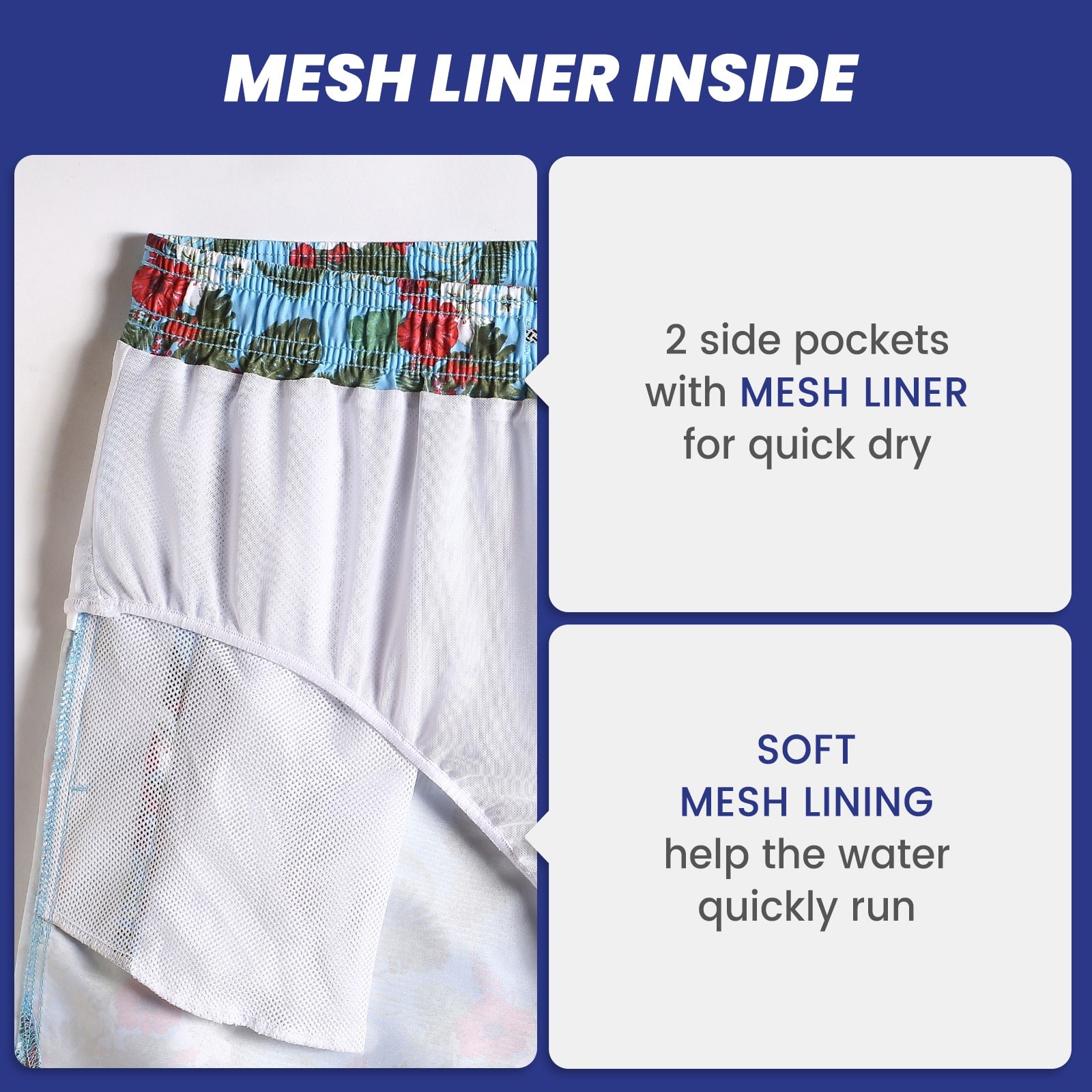 5.5 Inch Inseam Blue Bouquet Swim Trunks-VibeCloset