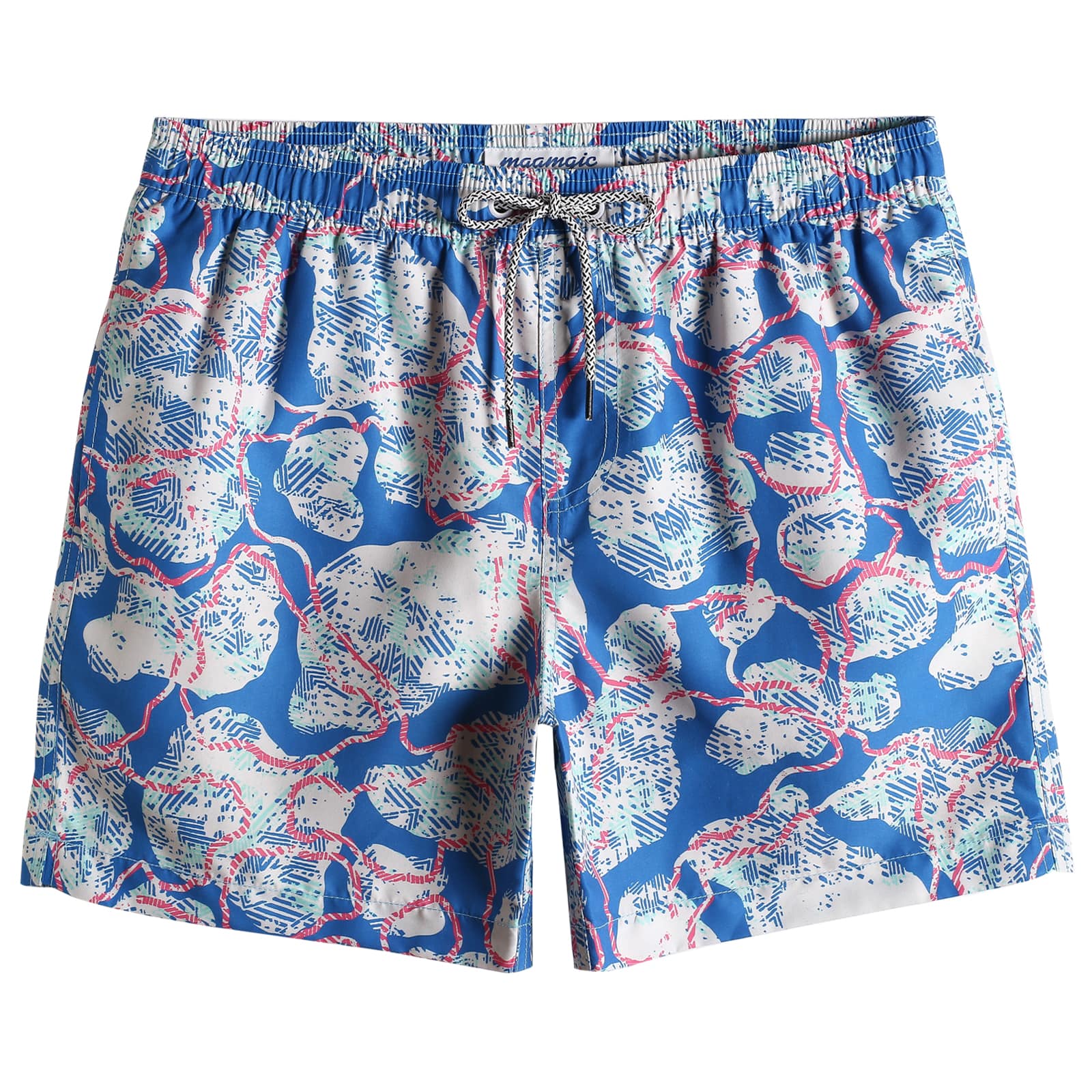 5.5 Inch Inseam Blue Polar Bear Swim Trunks-VibeCloset