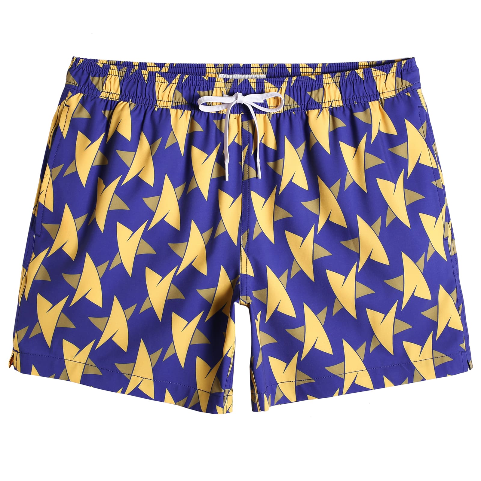 5.5 Inch Inseam Stretch Blue Star Swim Trunks-VibeCloset
