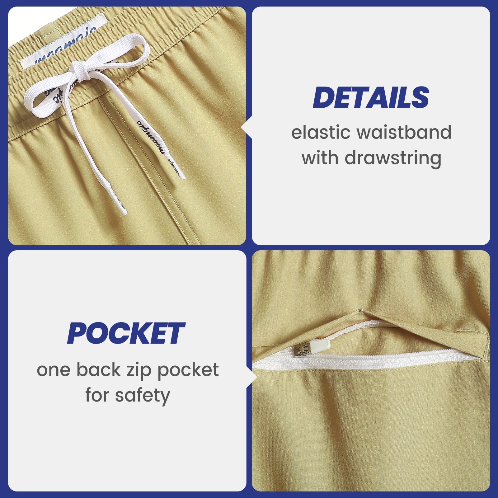 5.5 Inch Inseam Stretch Solid Yellow Swim Trunks-VibeCloset