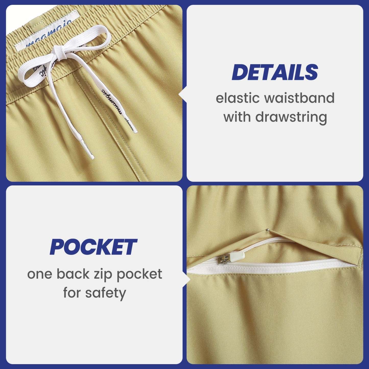 5.5 Inch Inseam Stretch Solid Yellow Swim Trunks-VibeCloset